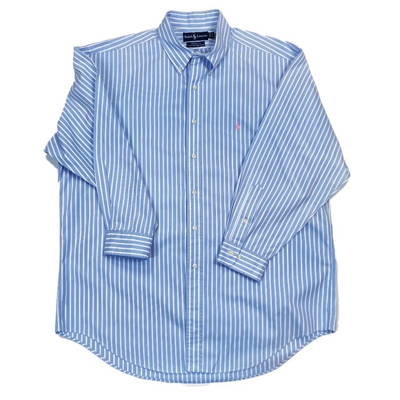Ralph Lauren YARMOUTH long sleeve button down shirt, men's size M cotton blue type Vintage Second Hand